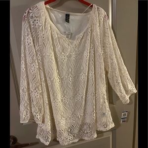 Style & Co Ivory Lace Top